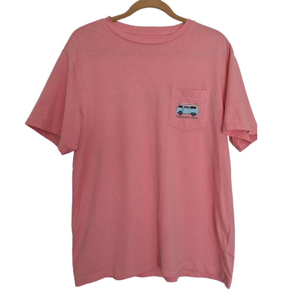 Vineyard‎ Vines Men's M Pink  Cotton Crew Neck Pocket Graphic Logo T-Shirt